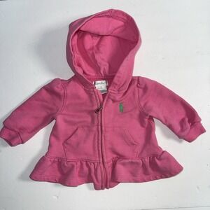 Ralph Lauren Coat Jacket Girl Pink‎ Hood Pockets 3M Month Zipper closure Hoodie